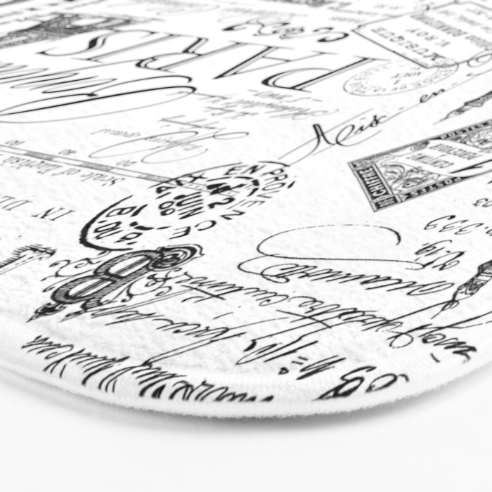 Vintage Paris Black And White Nostalgic Pattern Bath Mat Gallery Image 3