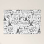 Vintage Paris Black And White Nostalgic Pattern Welcome Mat Gallery Image 1