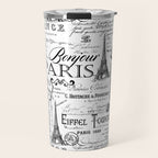 Vintage Paris Black And White Nostalgic Pattern Travel Mug Gallery Image 1