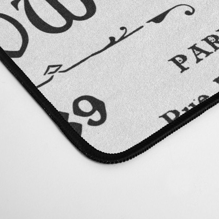 Vintage Paris Black And White Nostalgic Pattern Desk Mat Gallery Image 4