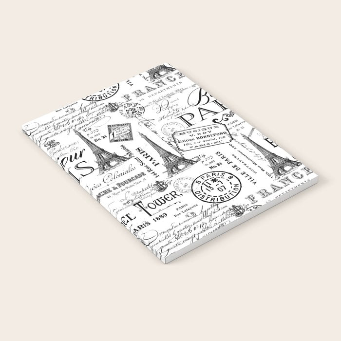 Vintage Paris Black And White Nostalgic Pattern Notebook Gallery Image 2