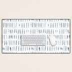Blue indigo stripes over white shibori tie dye pattern Desk Mat Gallery Image 1