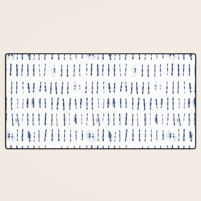 Blue indigo stripes over white shibori tie dye pattern Desk Mat Gallery Image 3