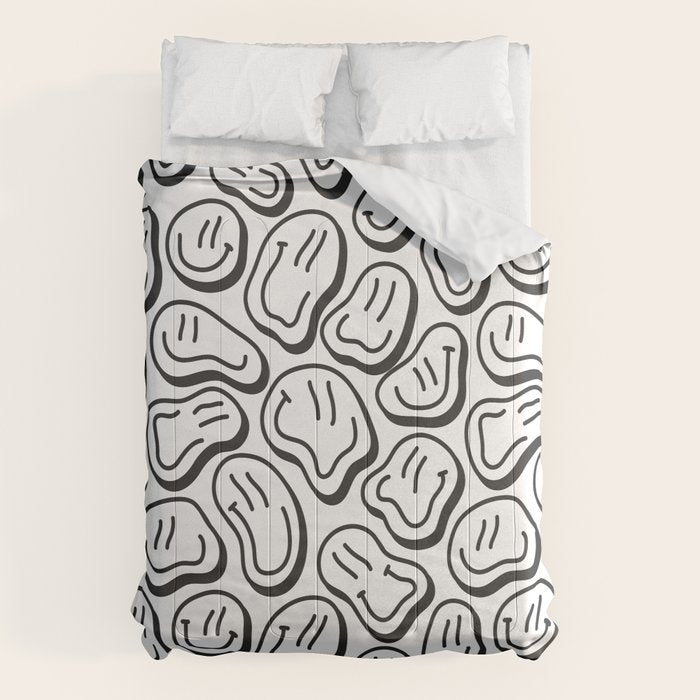 Black and white happy face pattern Comforter Gallery Image 6