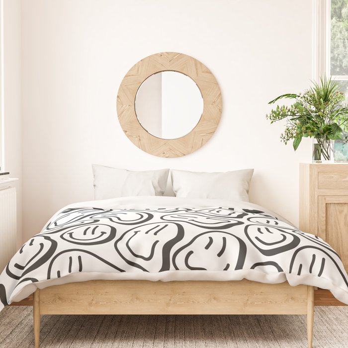 Black and white happy face pattern Duvet Cover Gallery Image 3