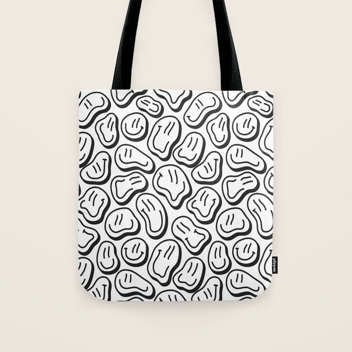 Black and white happy face pattern Tote Bag Gallery Image 1