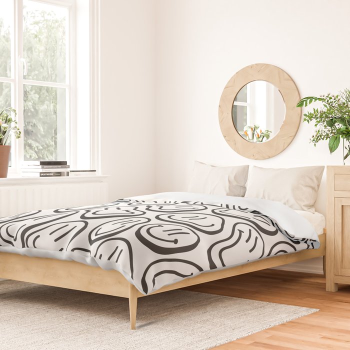 Black and white happy face pattern Duvet Cover Gallery Image 2