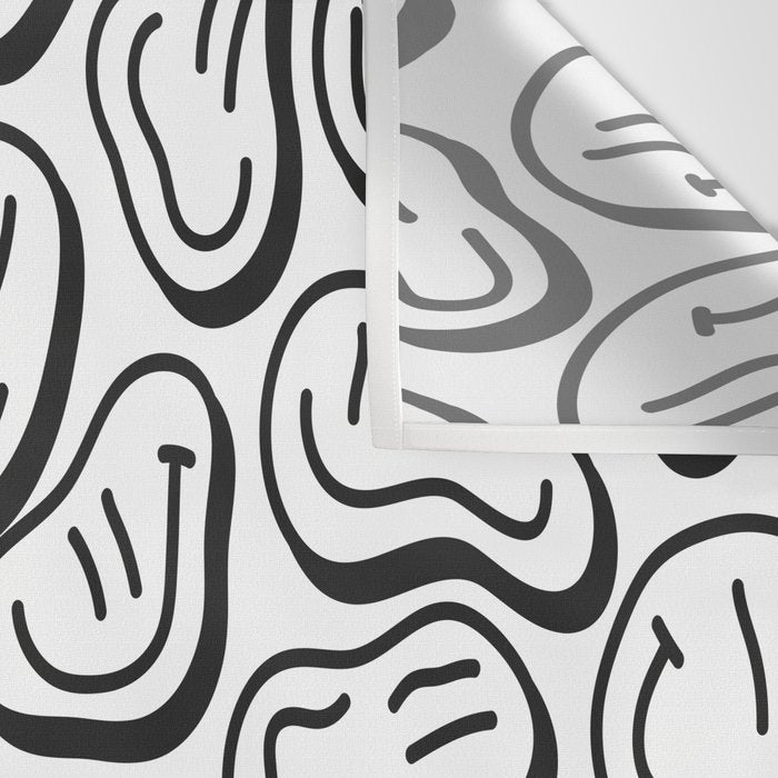 Black and white happy face pattern Wall Tapestry Gallery Image 3