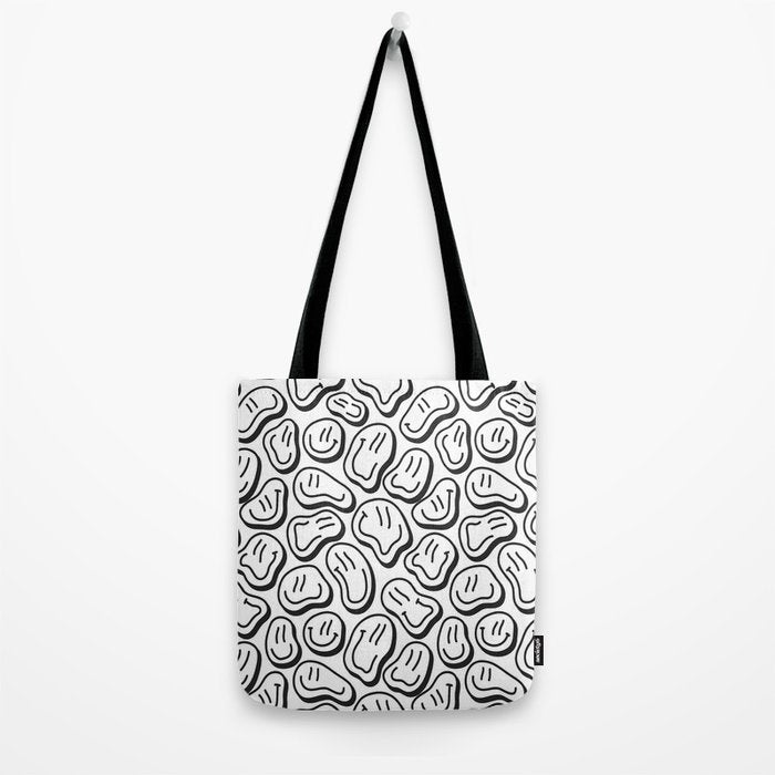 Black and white happy face pattern Tote Bag Gallery Image 2