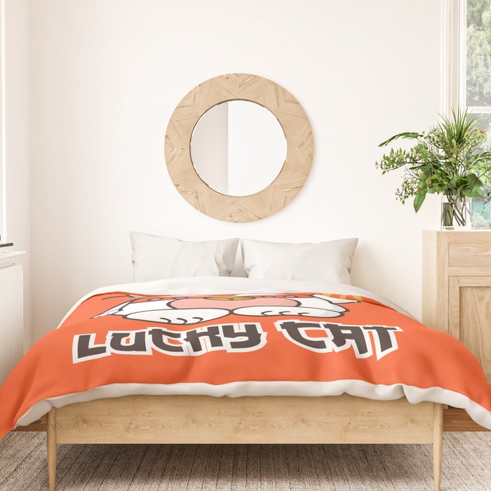 Lucky Cat Illustration Duvet Cover Gallery Image 3