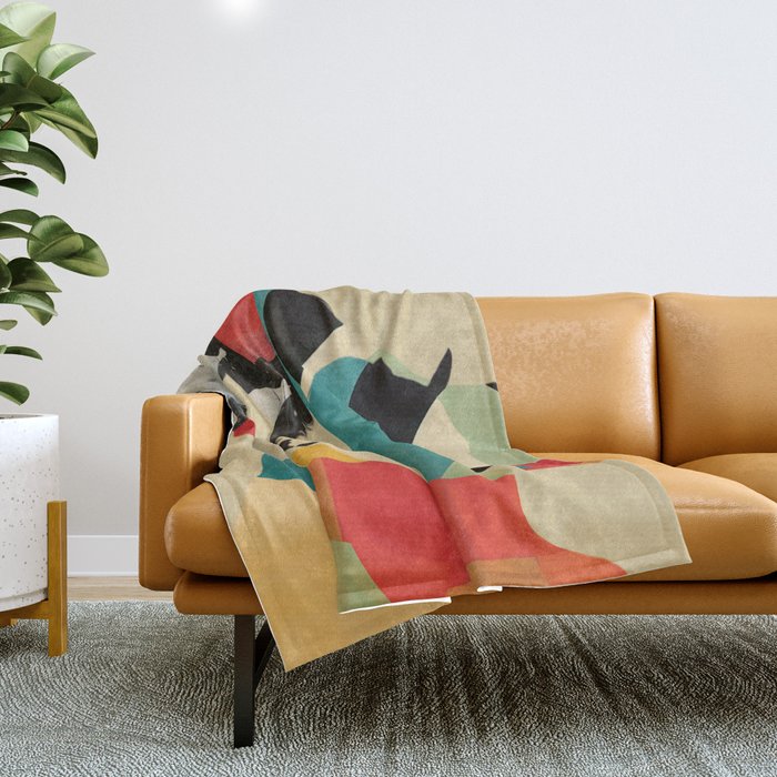Colorful Abstract Horses 1 Throw Blanket Gallery Image 1