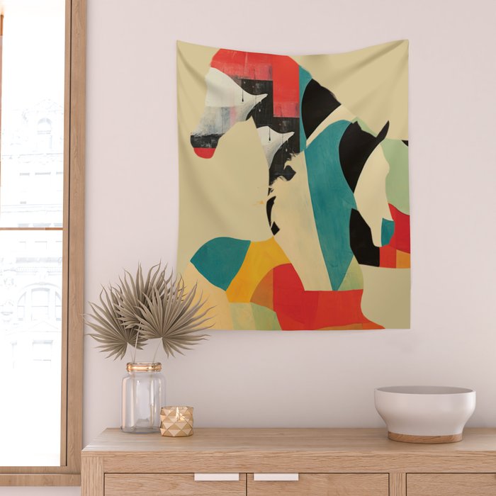 Colorful Abstract Horses 1 Wall Tapestry Gallery Image 2