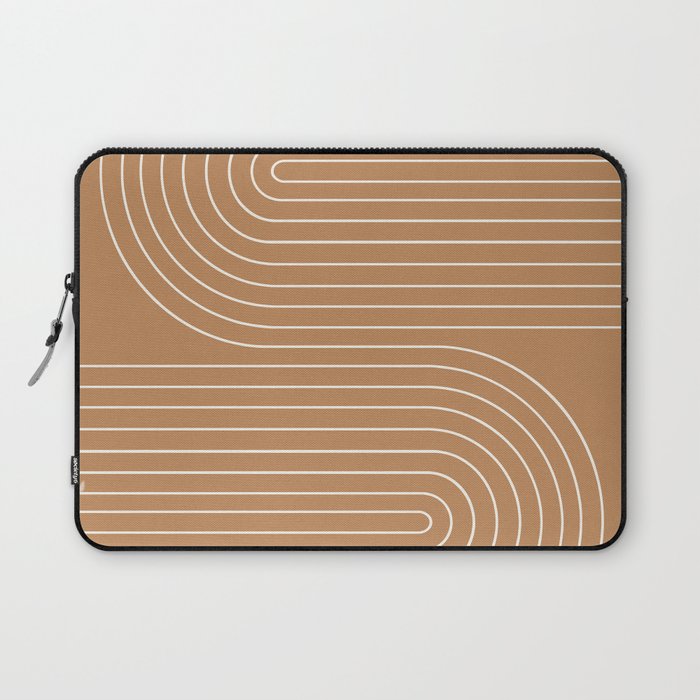 Minimal Line Curvature LXXXI Peach Orange Mid Century Modern Arch Abstract Laptop Sleeve Gallery Image 1