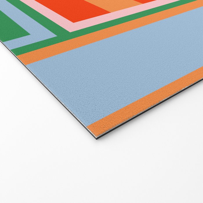 Striped Modular Bold & Colorful Geometric Pattern in Orange Green Light Blue Pink Welcome Mat Gallery Image 2