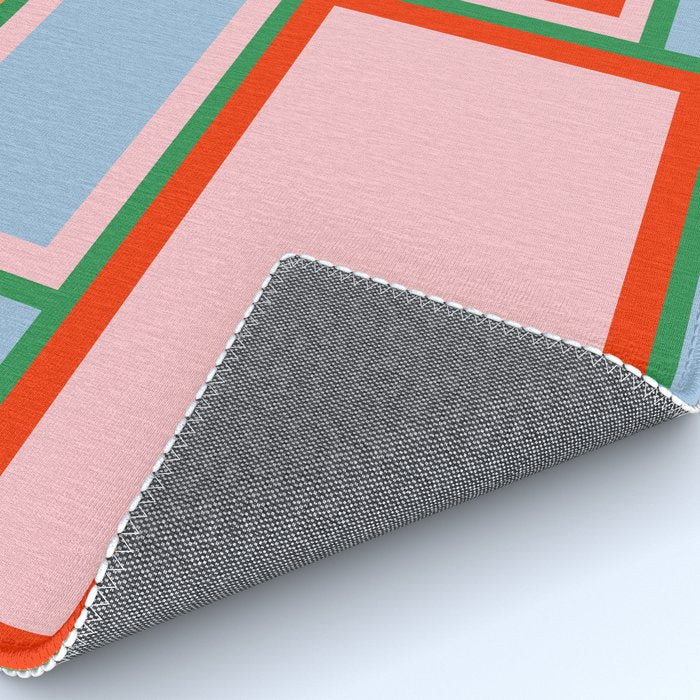 Striped Modular Bold & Colorful Geometric Pattern in Orange Green Light Blue Pink Rug Gallery Image 4