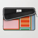 Striped Modular Bold & Colorful Geometric Pattern in Orange Green Light Blue Pink Laptop Sleeve Gallery Image 2
