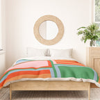 Striped Modular Bold & Colorful Geometric Pattern in Orange Green Light Blue Pink Duvet Cover Gallery Image 3