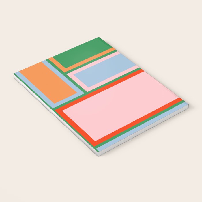 Striped Modular Bold & Colorful Geometric Pattern in Orange Green Light Blue Pink Notebook Gallery Image 3