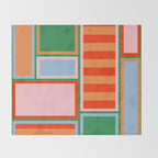 Striped Modular Bold & Colorful Geometric Pattern in Orange Green Light Blue Pink Throw Blanket Gallery Image 2