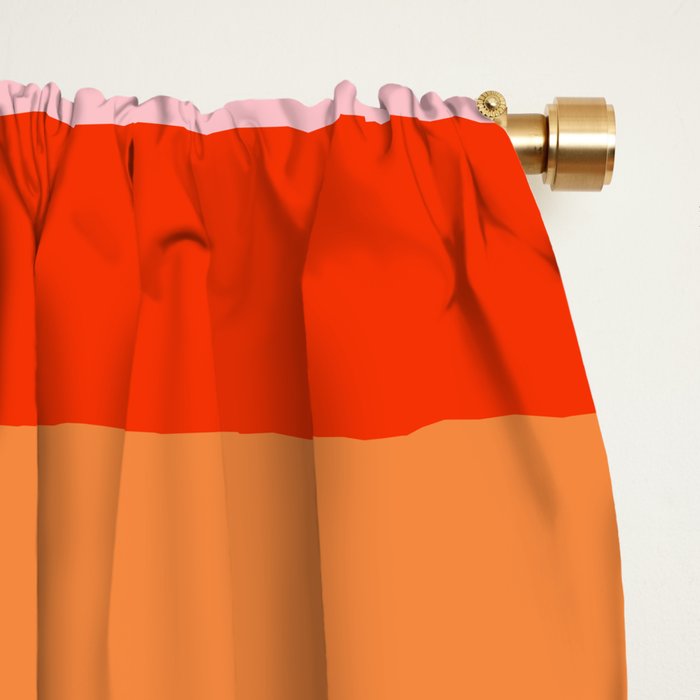 Striped Modular Bold & Colorful Geometric Pattern in Orange Green Light Blue Pink Window Curtain Gallery Image 2
