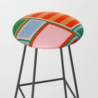 Striped Modular Bold & Colorful Geometric Pattern in Orange Green Light Blue Pink Stool Gallery Image 2