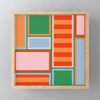 Striped Modular Bold & Colorful Geometric Pattern in Orange Green Light Blue Pink Mini Art Print Gallery Image 1