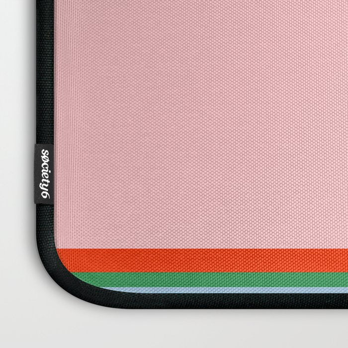 Striped Modular Bold & Colorful Geometric Pattern in Orange Green Light Blue Pink Laptop Sleeve Gallery Image 3
