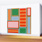 Striped Modular Bold & Colorful Geometric Pattern in Orange Green Light Blue Pink Wall Mural Gallery Image 2