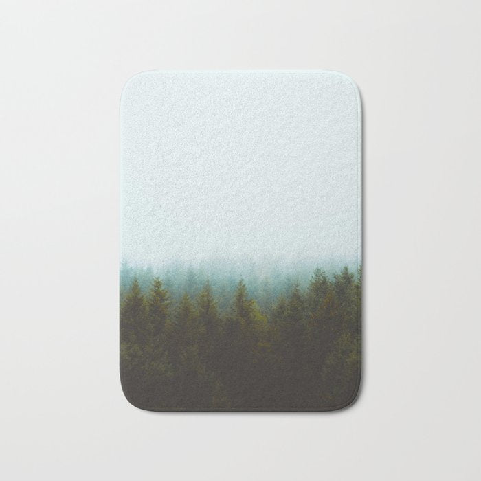 Landscape Pine Forest Green Evergreen Trees Minimalist Simple Landscape Bath Mat Gallery Image 1