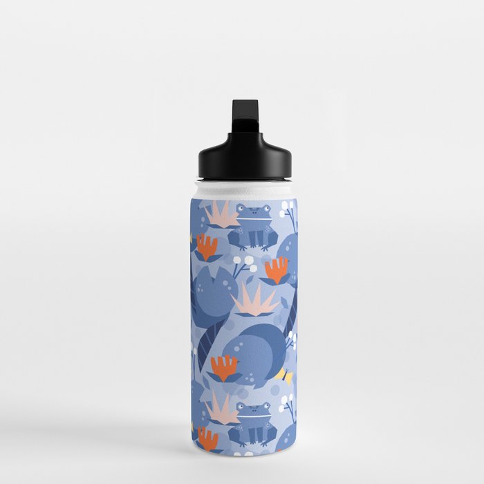 Frog in a pond pattern Water Bottle Gallery Image 3