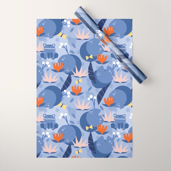Frog in a pond pattern Wrapping Paper Gallery Image 1