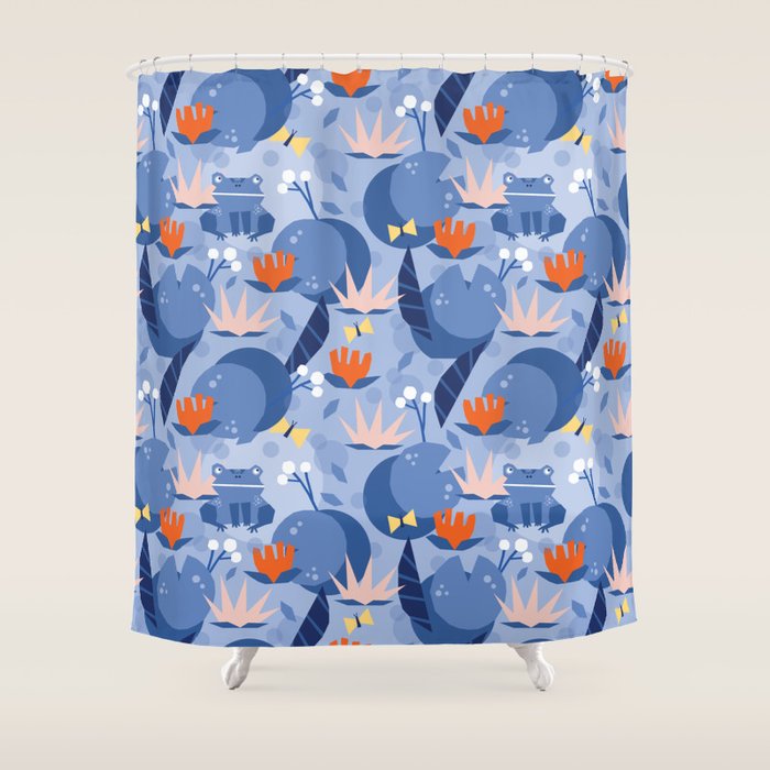 Frog in a pond pattern Shower Curtain Gallery Image 1