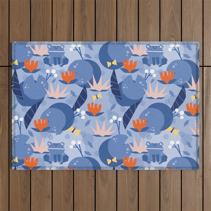 Frog in a pond pattern Outdoor Rug Gallery Image 1