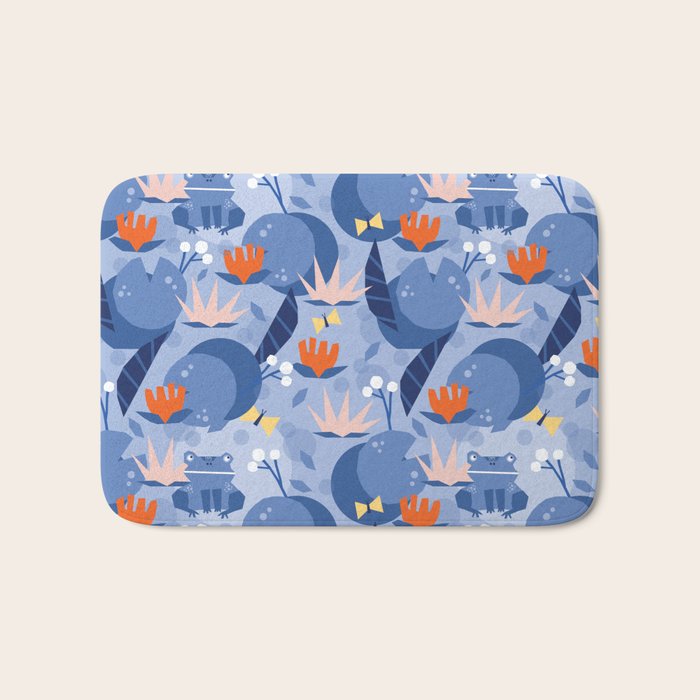 Frog in a pond pattern Bath Mat Gallery Image 1