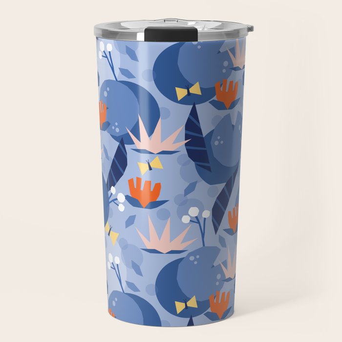 Frog in a pond pattern Travel Mug Gallery Image 1