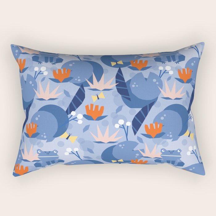 Frog in a pond pattern Rectangular Pillow Gallery Image 2