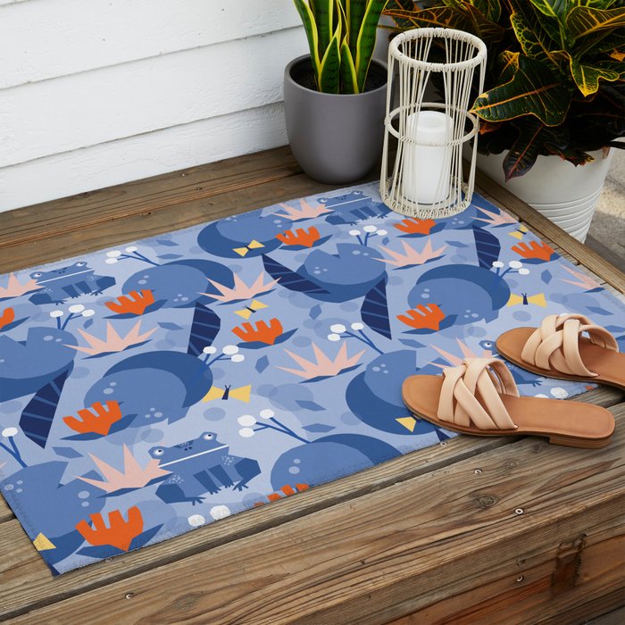 Frog in a pond pattern Outdoor Rug Gallery Image 2