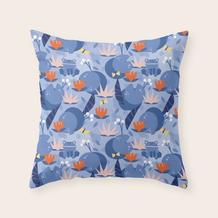 Frog in a pond pattern Throw Pillow Gallery Image 6