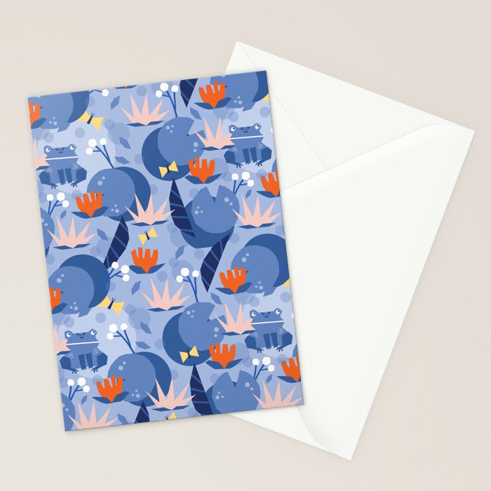 Frog in a pond pattern Stationery Card Gallery Image 2
