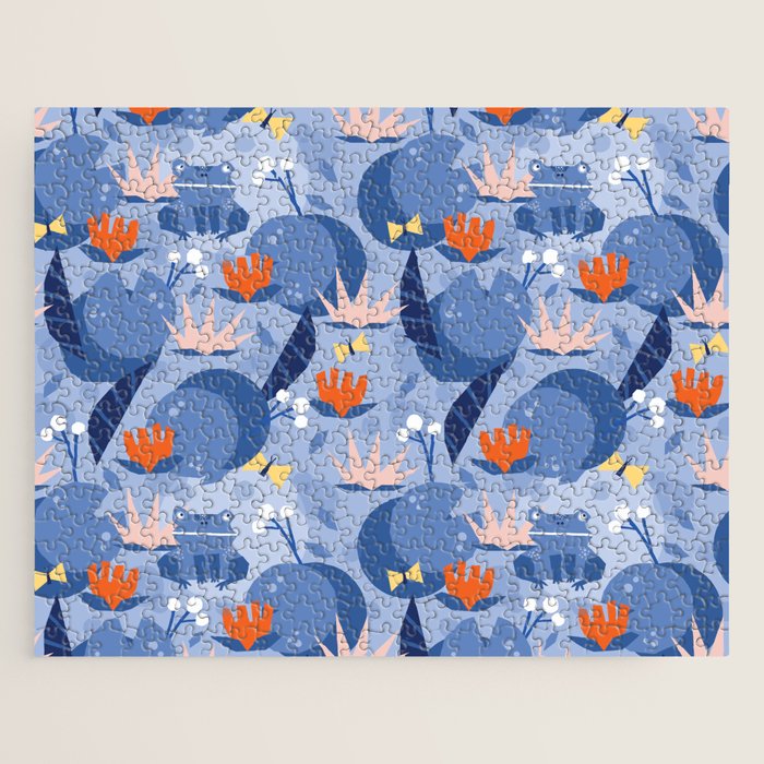 Frog in a pond pattern Jigsaw Puzzle Gallery Image 1