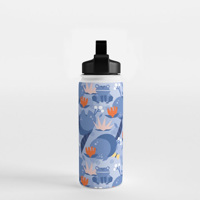 Frog in a pond pattern Water Bottle Gallery Image 2