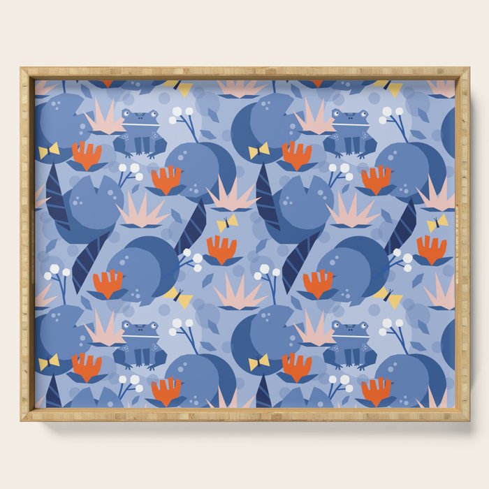Frog in a pond pattern Serving Tray Gallery Image 1