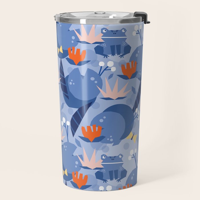 Frog in a pond pattern Travel Mug Gallery Image 2