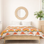 Retro Cloud Stripe 70s Floral Pattern Duvet Cover Gallery Image 3