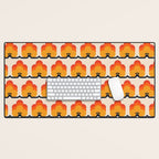 Retro Cloud Stripe 70s Floral Pattern Desk Mat Gallery Image 1