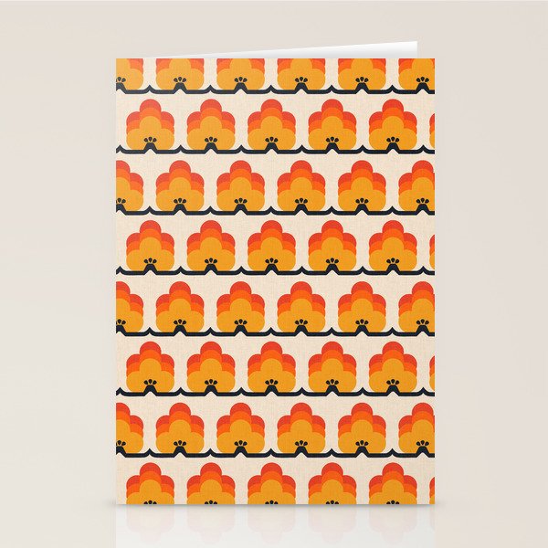 Retro Cloud Stripe 70s Floral Pattern Stationery Card Gallery Image 2