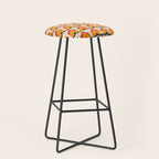 Retro Cloud Stripe 70s Floral Pattern Stool Gallery Image 1