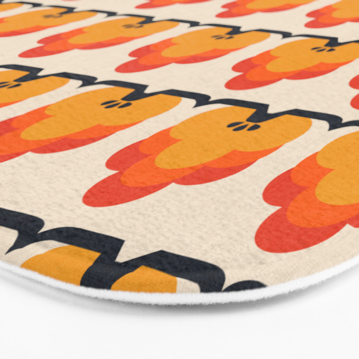 Retro Cloud Stripe 70s Floral Pattern Bath Mat Gallery Image 3