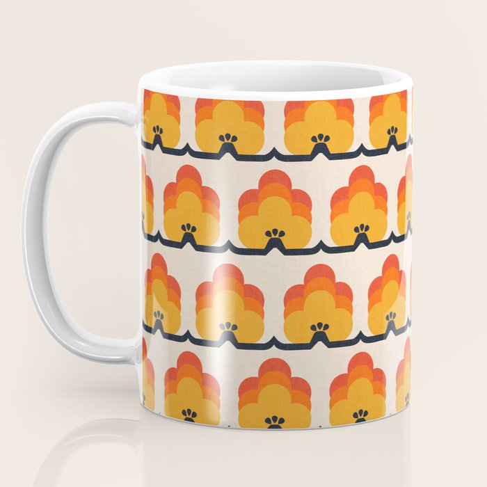 Retro Cloud Stripe 70s Floral Pattern Coffee Mug Gallery Image 3