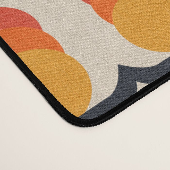 Retro Cloud Stripe 70s Floral Pattern Desk Mat Gallery Image 4